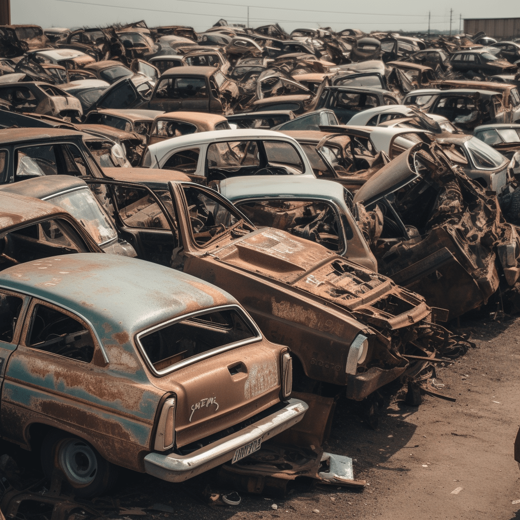 A junkyard full of broken-down cars