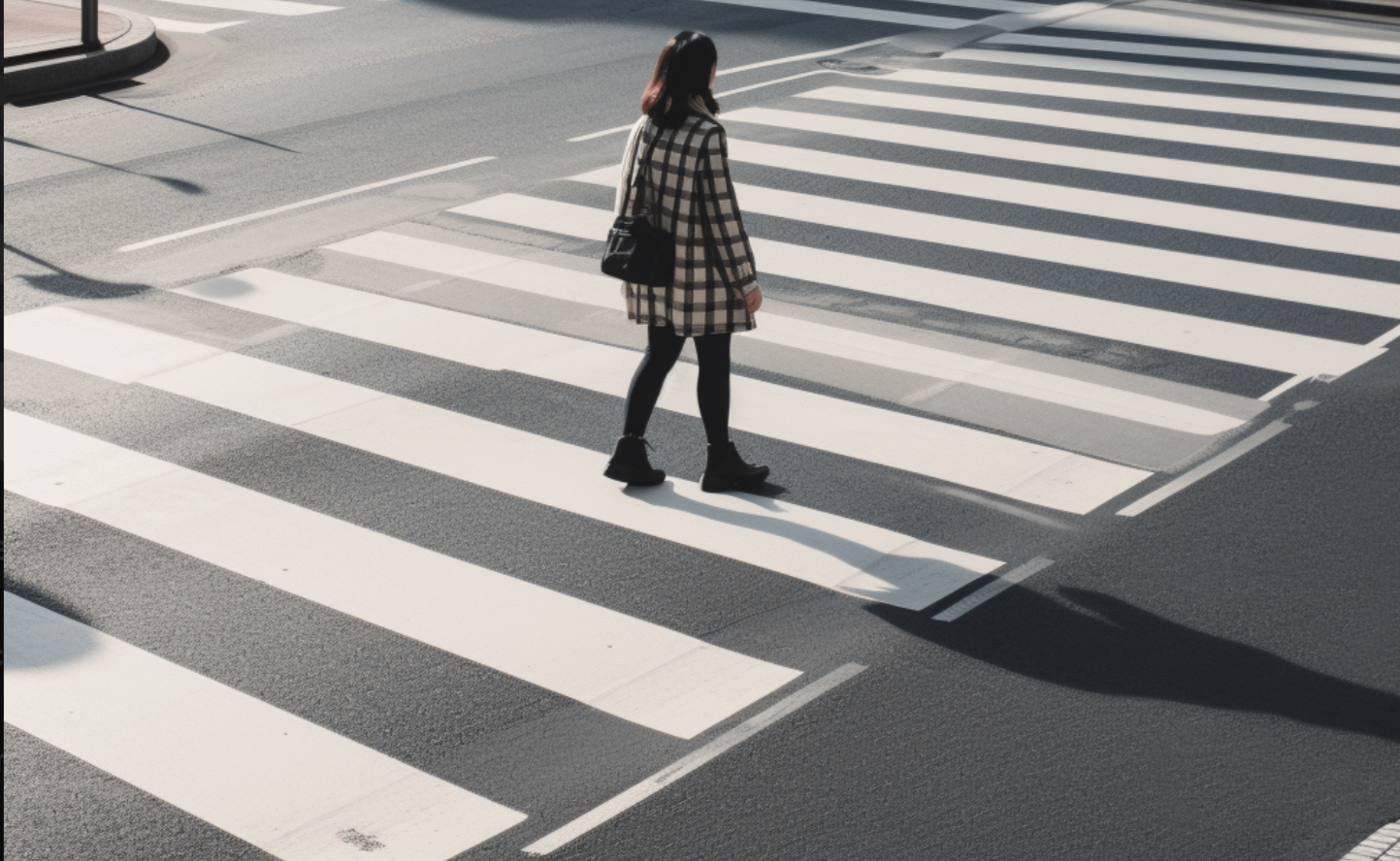 A woman crossing the street