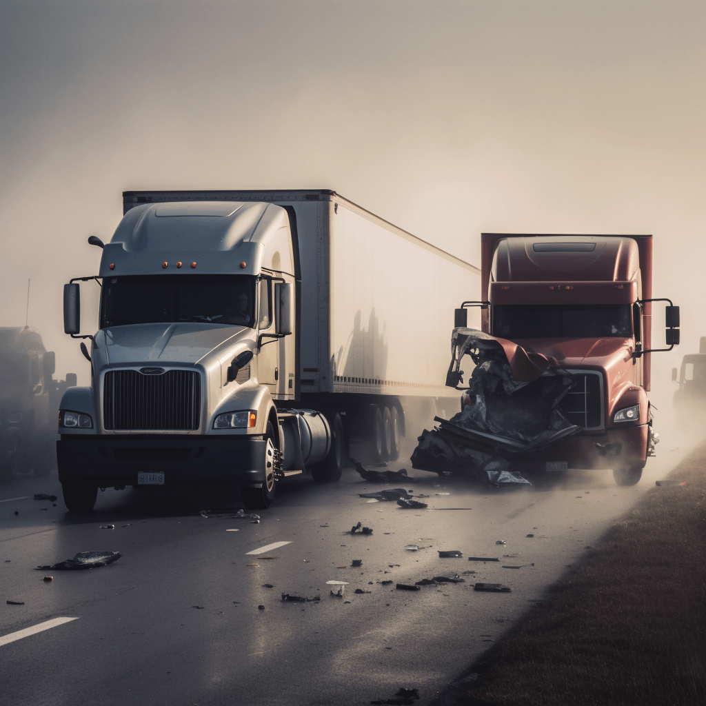 Two trucks colliding on a highway