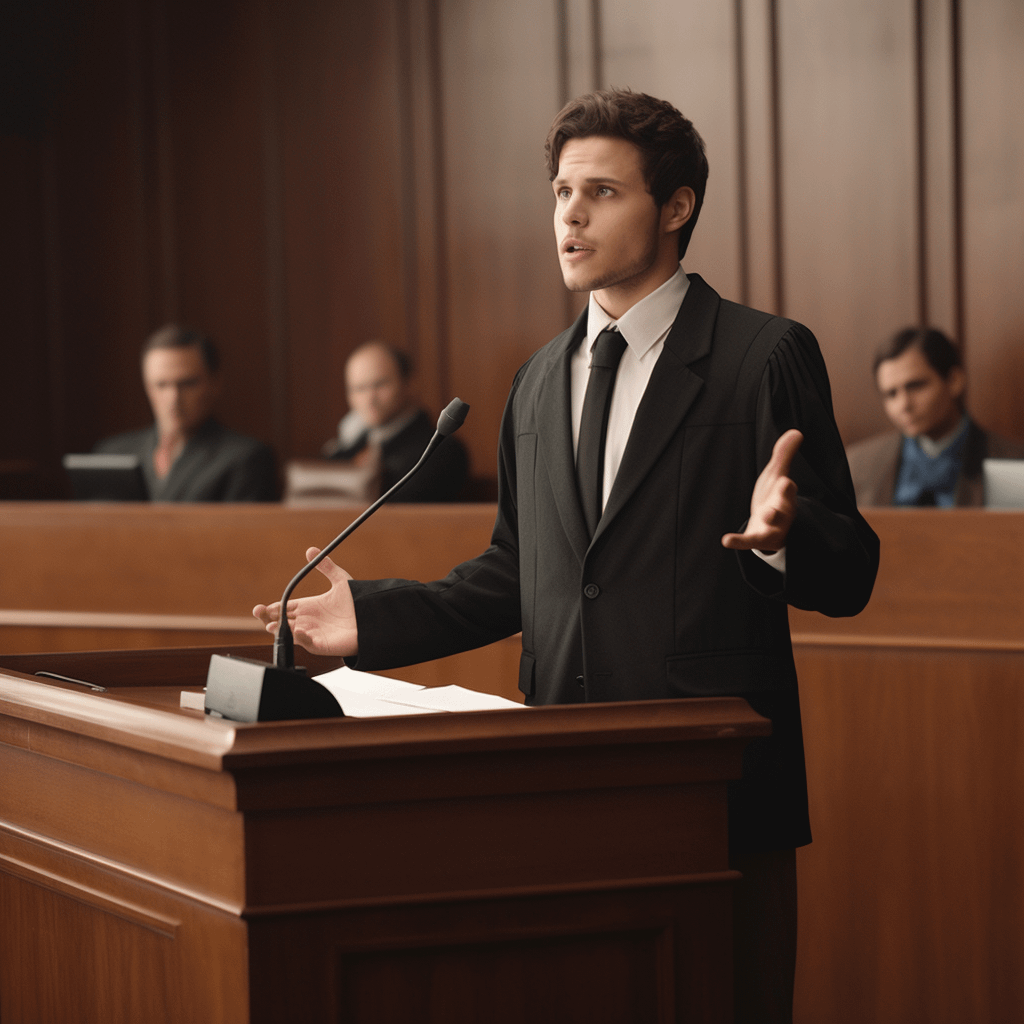 A lawyer presenting a case in court