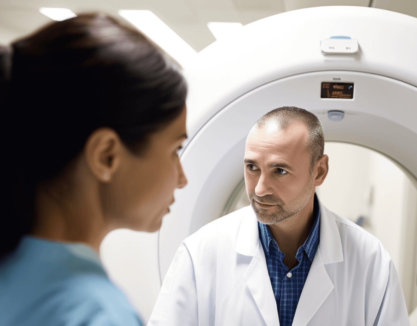 An MRI technician and a patient