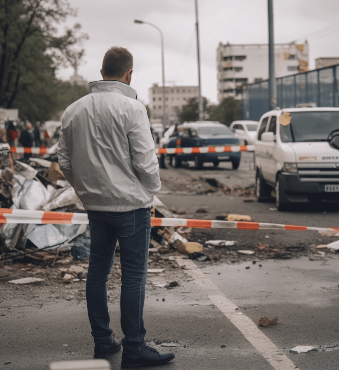 A person looking at an accident site