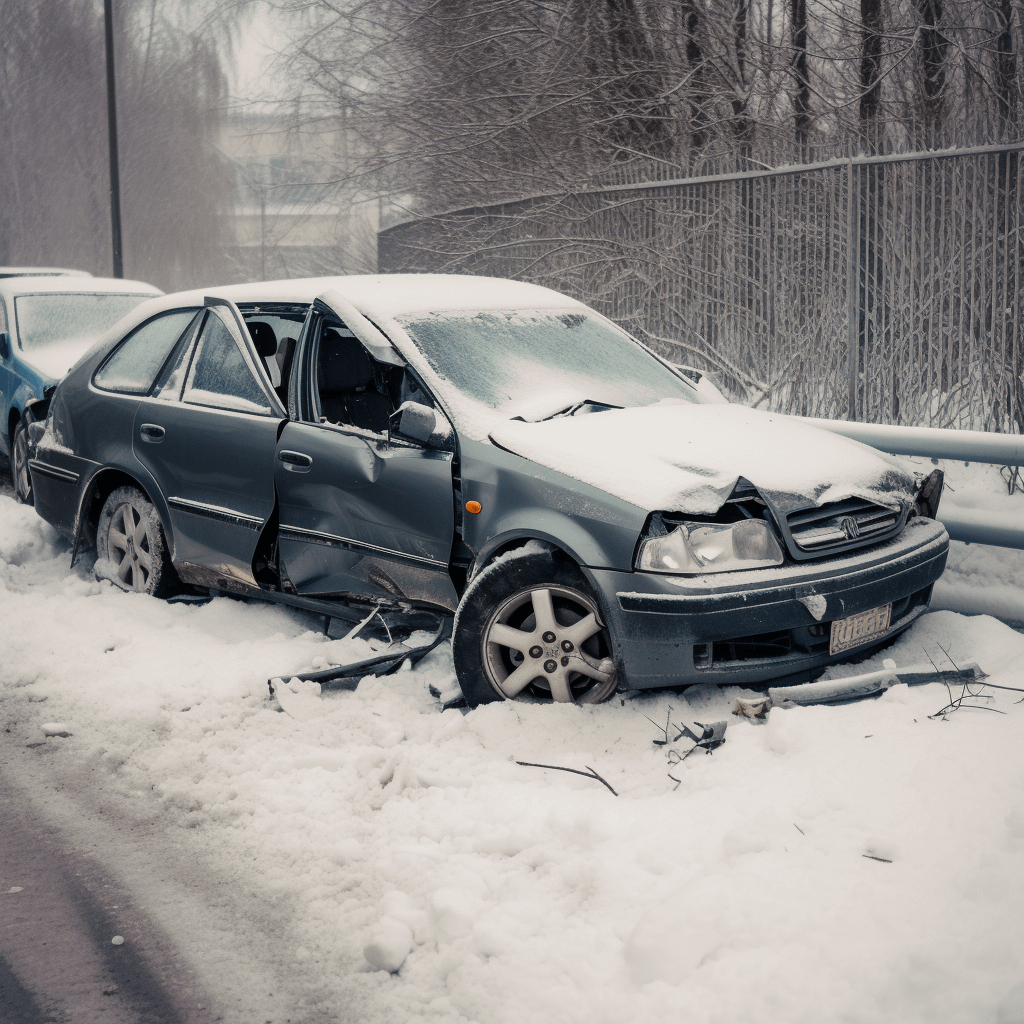 A car wreck in winter