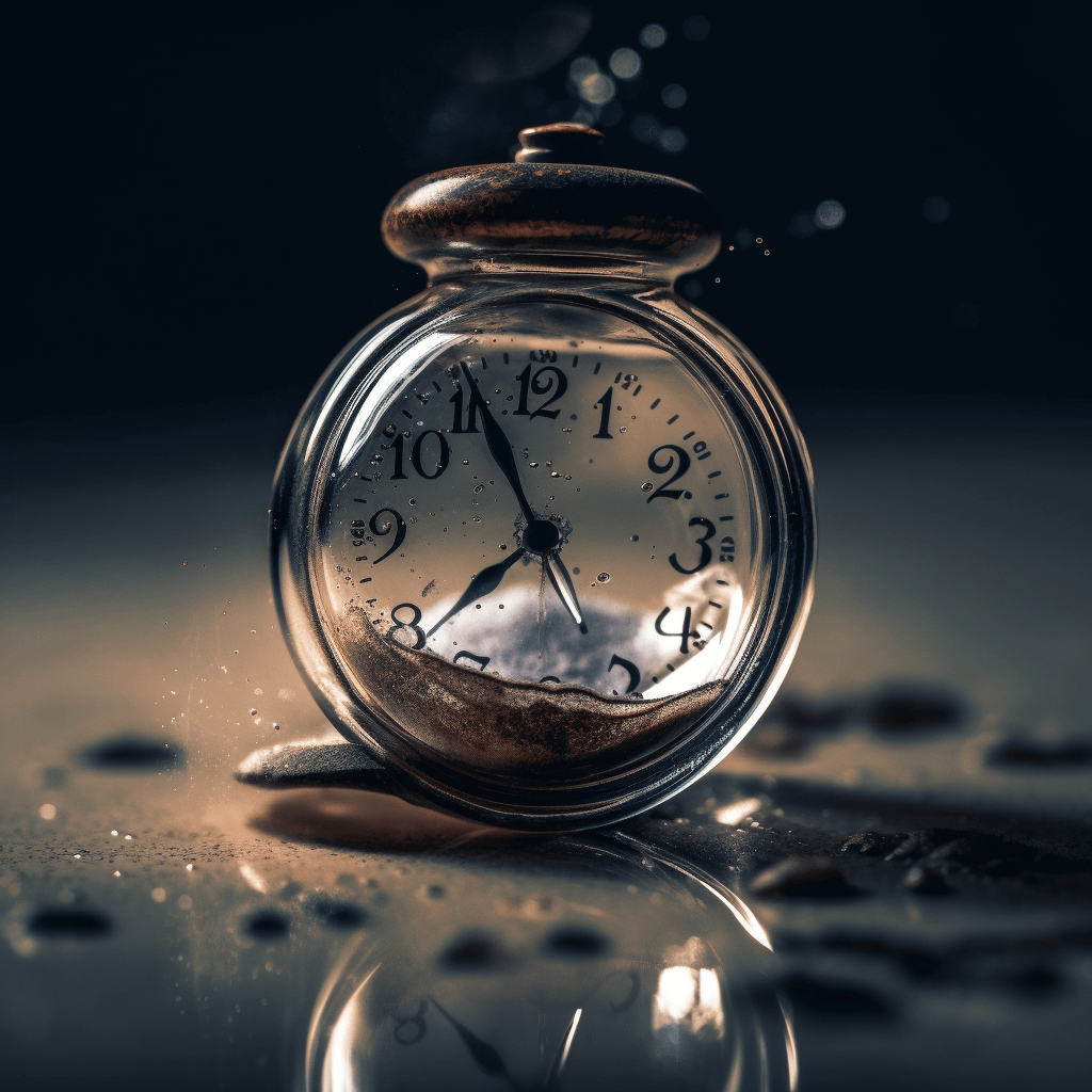 An image representing time and an hourglass fused into one
