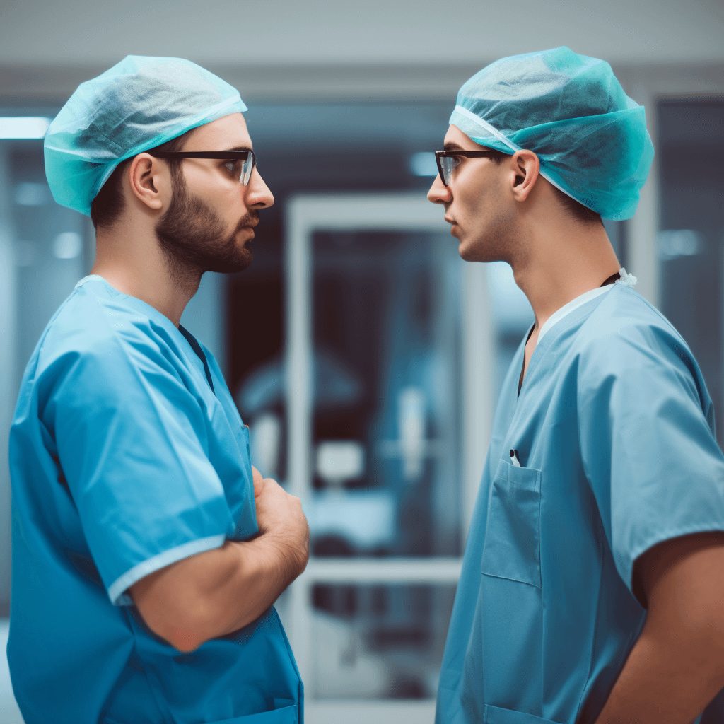 Two surgeons speaking to each other